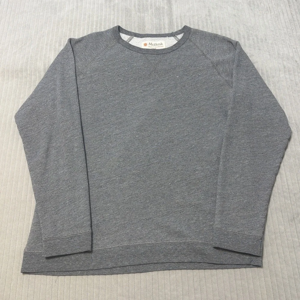 Mollusk California Surf Shop Crewneck Terry Pullover Mens Med Gray Made in USA
